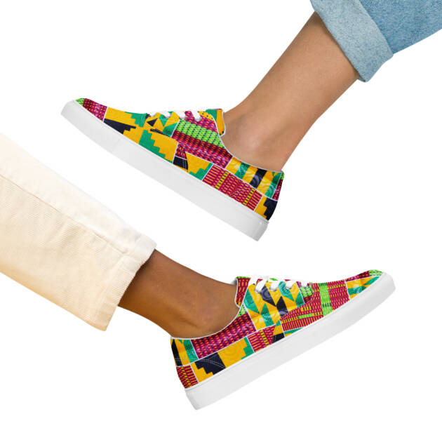 Women’s Kente  lace-up canvas shoes