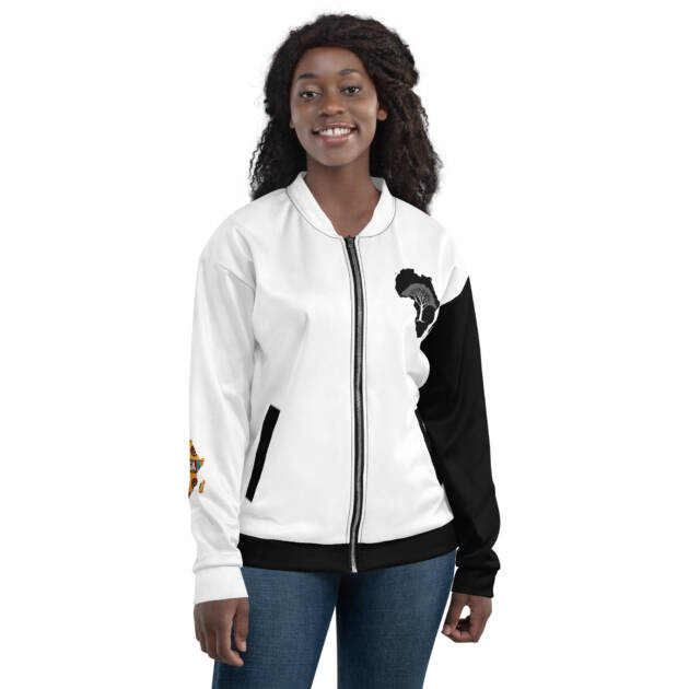 Pan-African white  Bomber Jacket