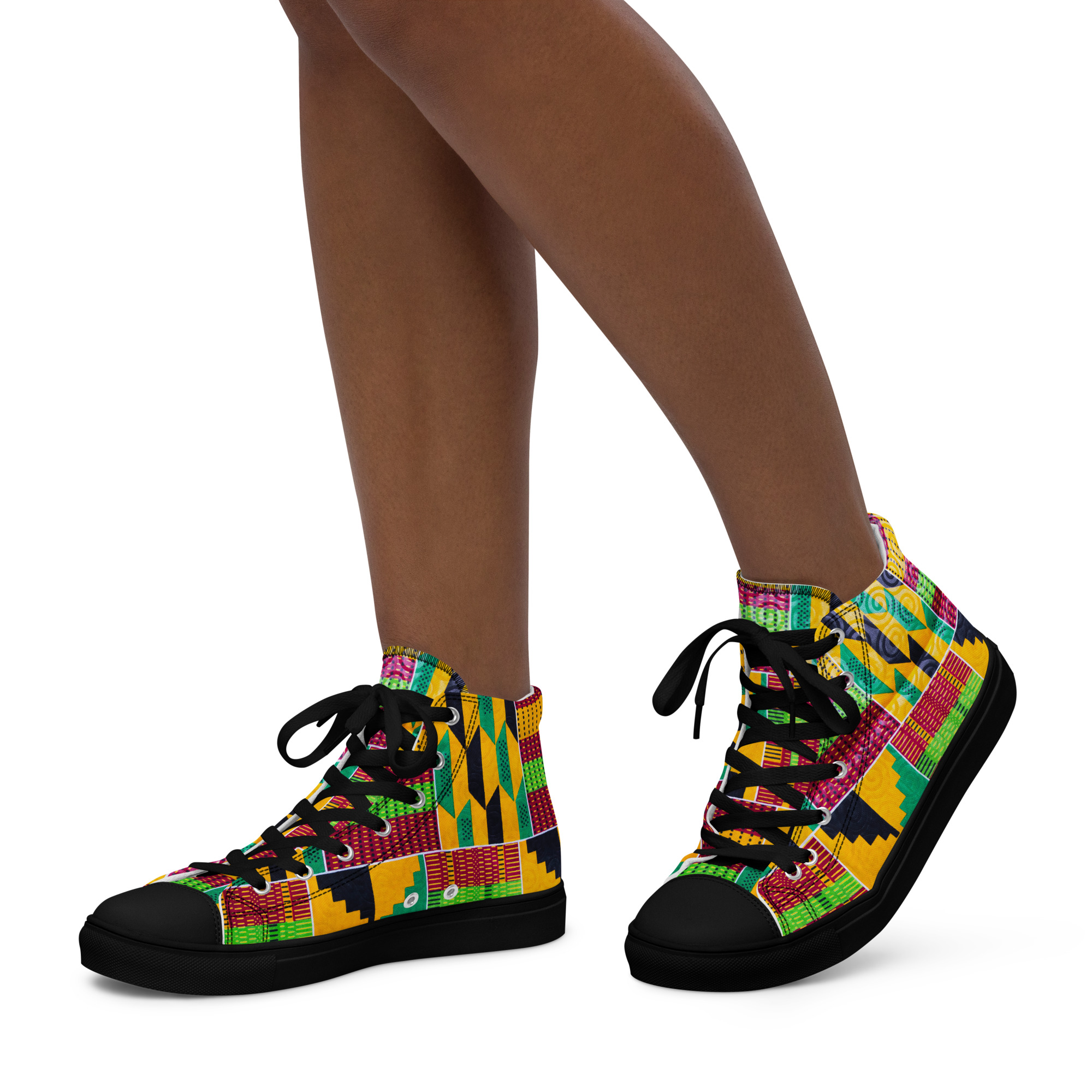 Kente Women’s high canvas shoes - Image 7