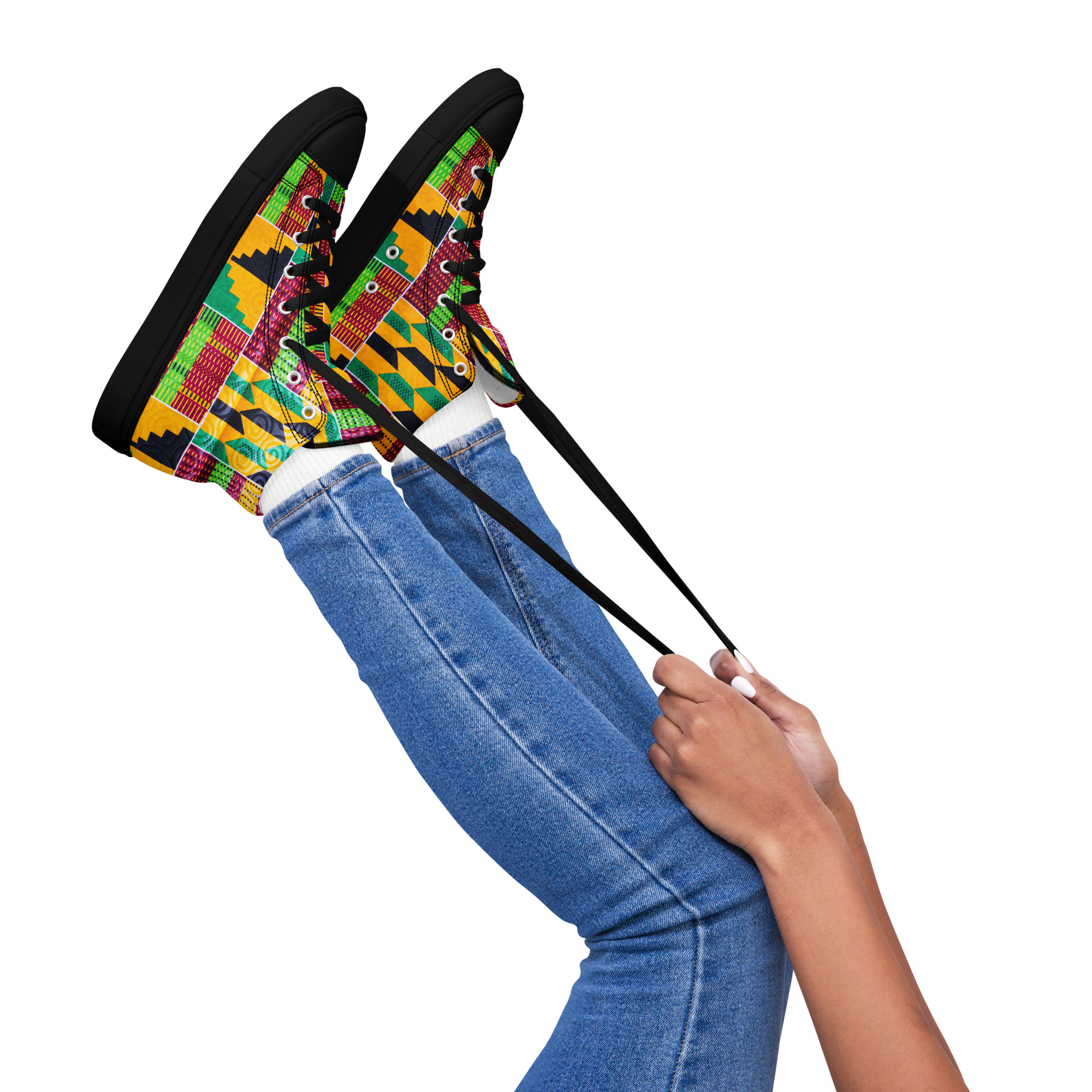 Kente Women’s high canvas shoes - Image 6