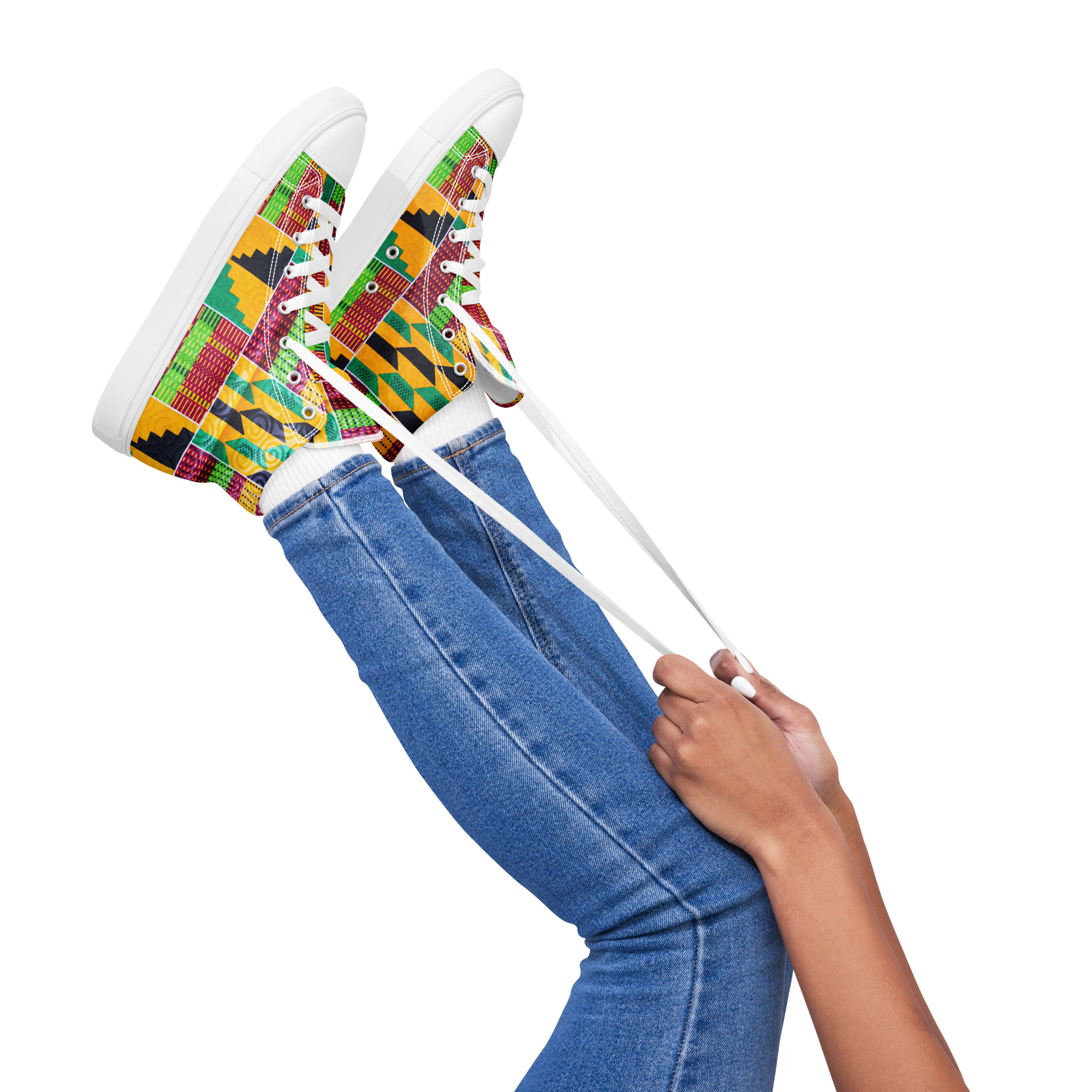 Kente Women’s high canvas shoes - Image 2